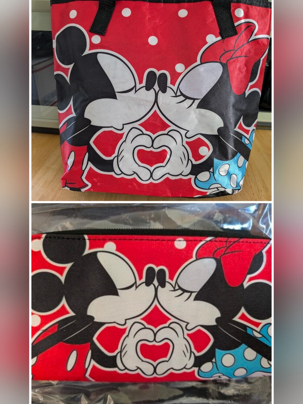Disney Minnie & Mickey Red Black White Tote Bag & Wallet Set